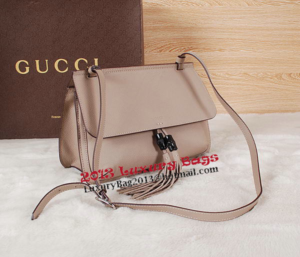 Gucci Bamboo Daily Leather Flap Shoulder Bags 370815 Grey