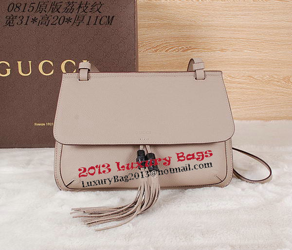Gucci Bamboo Daily Leather Flap Shoulder Bags 370815 Grey