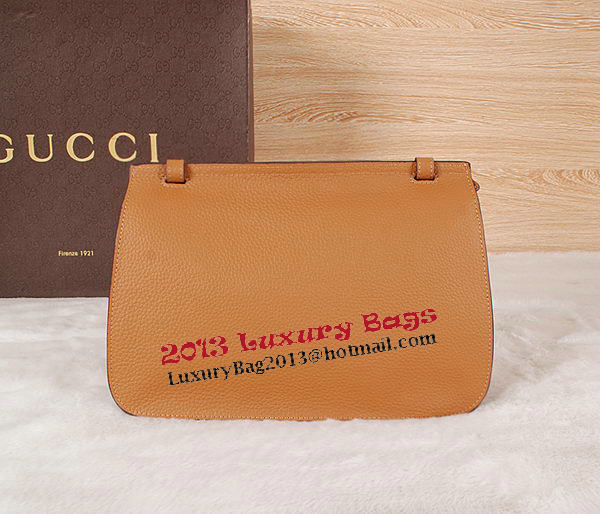 Gucci Bamboo Daily Leather Flap Shoulder Bags 370815 Wheat