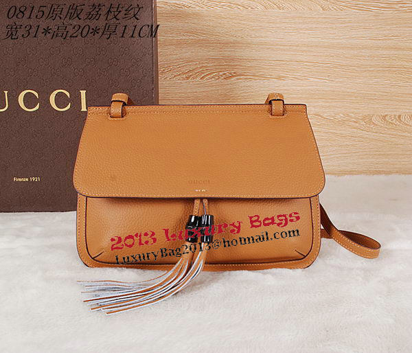 Gucci Bamboo Daily Leather Flap Shoulder Bags 370815 Wheat