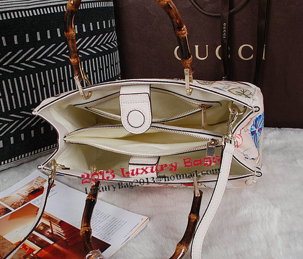 Gucci Bamboo Tote Bags Original Calf Leather 323660 White