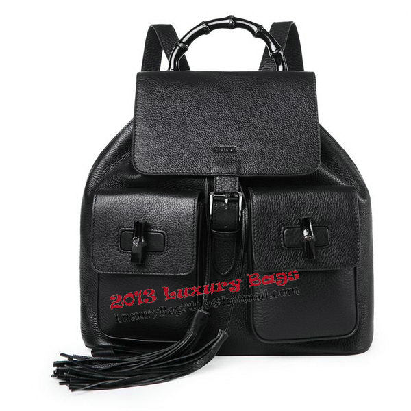Gucci Bamboo Leather Backpack 370833 Black