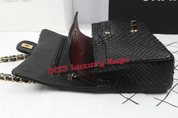 Chanel 2.55 Series Flap Bags Original Snake Leather A1112 Black