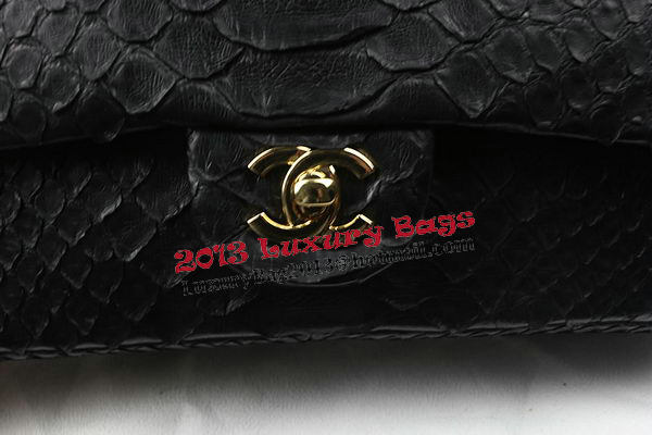 Chanel 2.55 Series Flap Bags Original Snake Leather A1112 Black