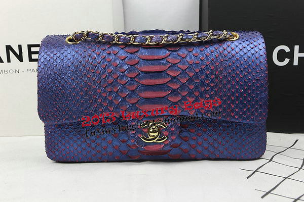 Chanel 2.55 Series Flap Bags Original Snake Leather A1112 Blue