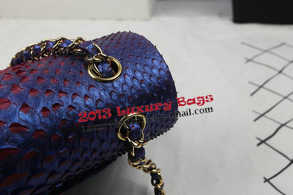 Chanel 2.55 Series Flap Bags Original Snake Leather A1112 Blue