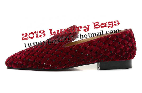 Christian Louboutin Casual Shoes Suede Leather CL885 Burgundy