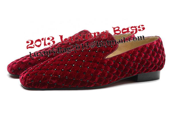 Christian Louboutin Casual Shoes Suede Leather CL885 Burgundy