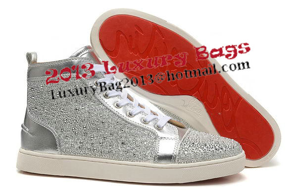 Christian Louboutin Casual Shoes Suede Leather CL888 Silver