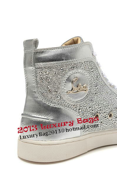 Christian Louboutin Casual Shoes Suede Leather CL888 Silver