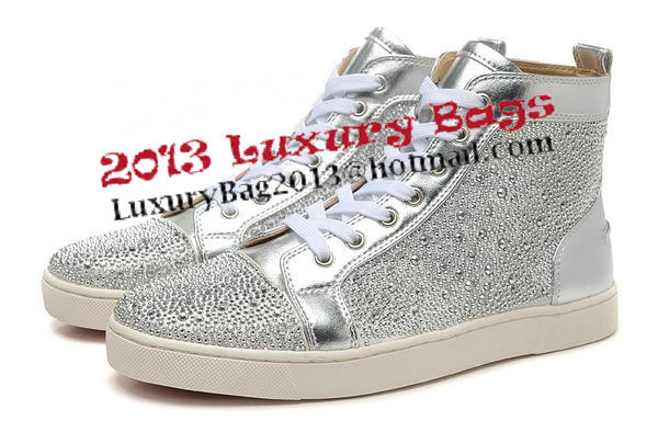 Christian Louboutin Casual Shoes Suede Leather CL888 Silver