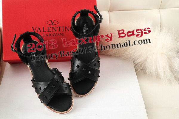 Valentino Calfskin Leather Flat VT329YZM Black