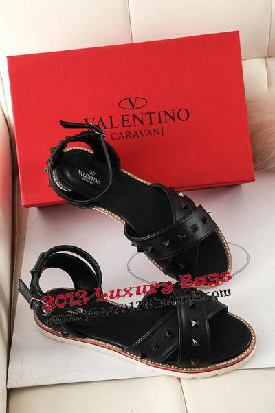 Valentino Calfskin Leather Flat VT329YZM Black