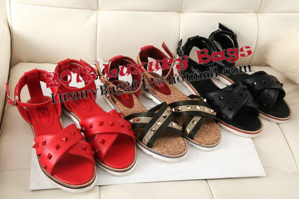 Valentino Leather Flat VT331YZM Black&Red&Brown