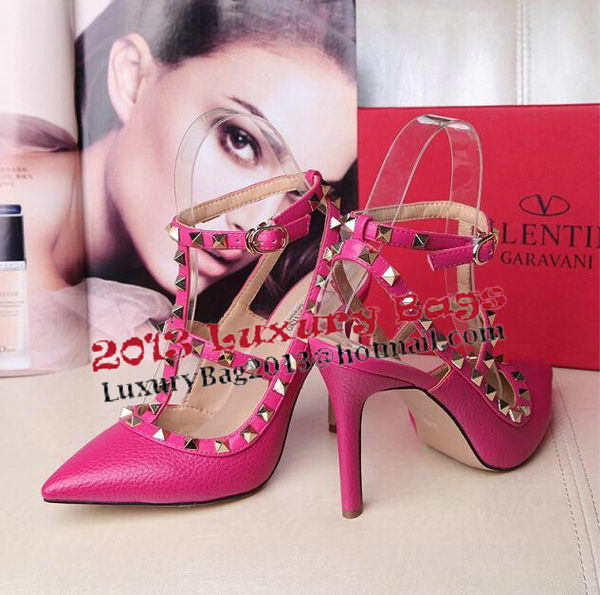 Valentino Litchi Leather Rivet 100mm Sandal VT263YZM Rose