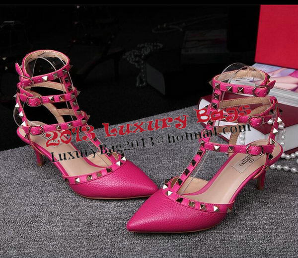 Valentino Litchi Leather Rivet 65mm Sandal VT246YZM Rose