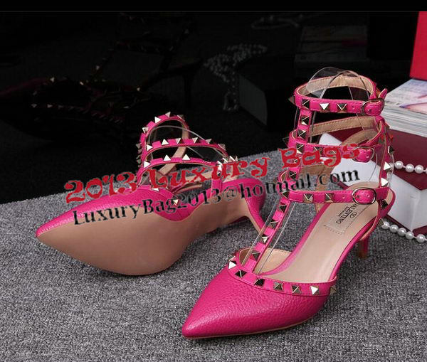 Valentino Litchi Leather Rivet 65mm Sandal VT246YZM Rose