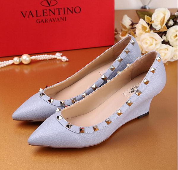 Valentino Litchi Leather Rivet Pump VT239YZM SkyBlue