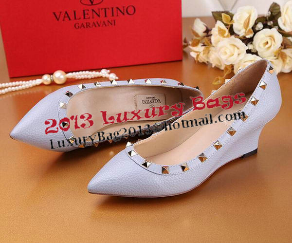 Valentino Litchi Leather Rivet Pump VT239YZM SkyBlue