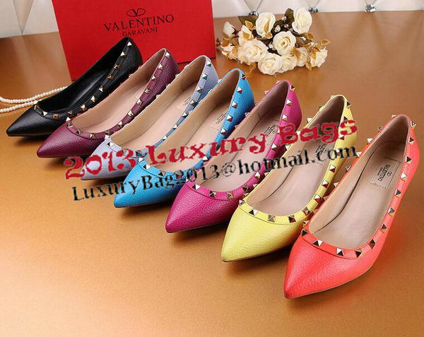 Valentino Litchi Leather Rivet Pump VT239YZM SkyBlue