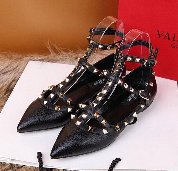 Valentino Litchi Leather Rivet Sandal VT221YZM Black