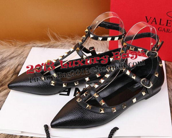 Valentino Litchi Leather Rivet Sandal VT221YZM Black