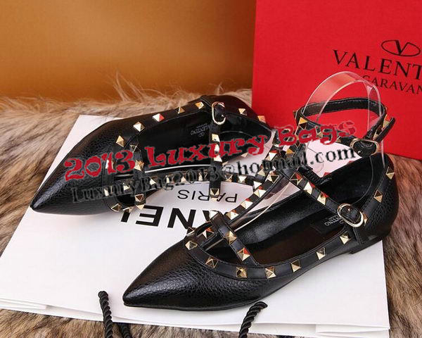 Valentino Litchi Leather Rivet Sandal VT221YZM Black