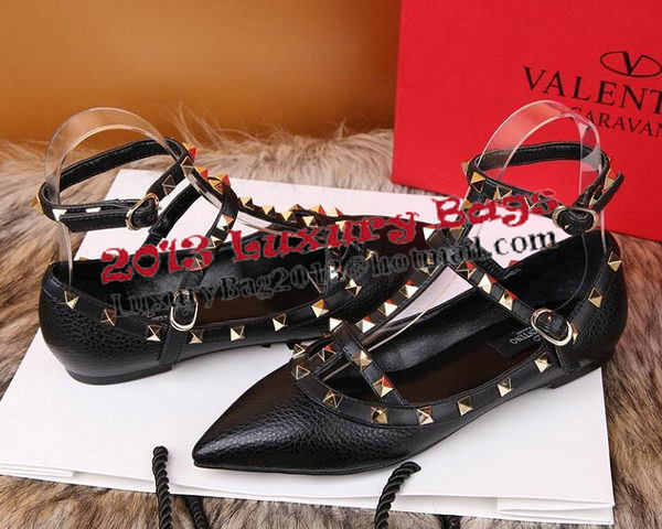 Valentino Litchi Leather Rivet Sandal VT221YZM Black