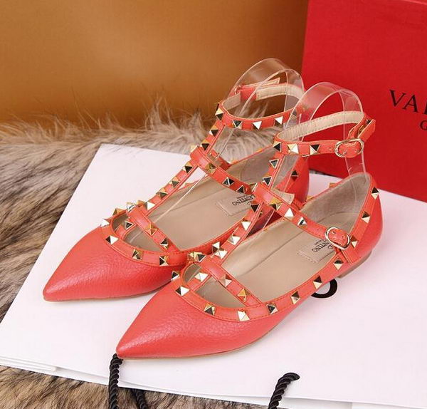 Valentino Litchi Leather Rivet Sandal VT221YZM Orange