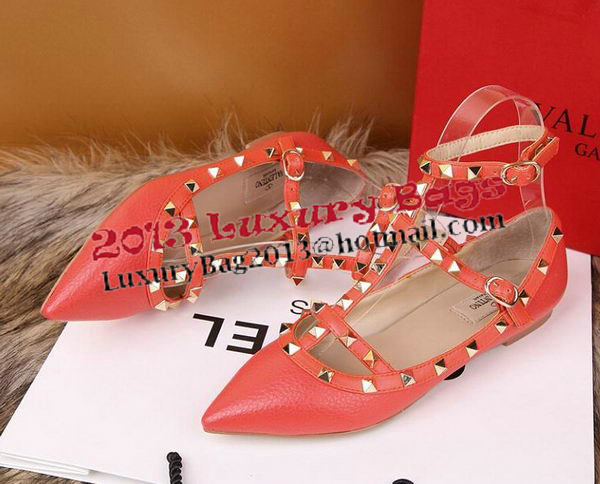 Valentino Litchi Leather Rivet Sandal VT221YZM Orange