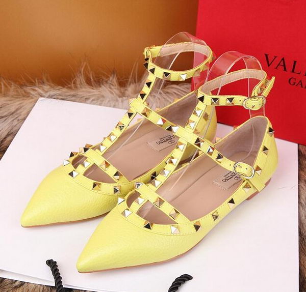 Valentino Litchi Leather Rivet Sandal VT221YZM Yellow