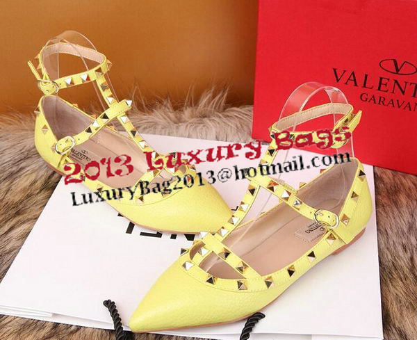 Valentino Litchi Leather Rivet Sandal VT221YZM Yellow