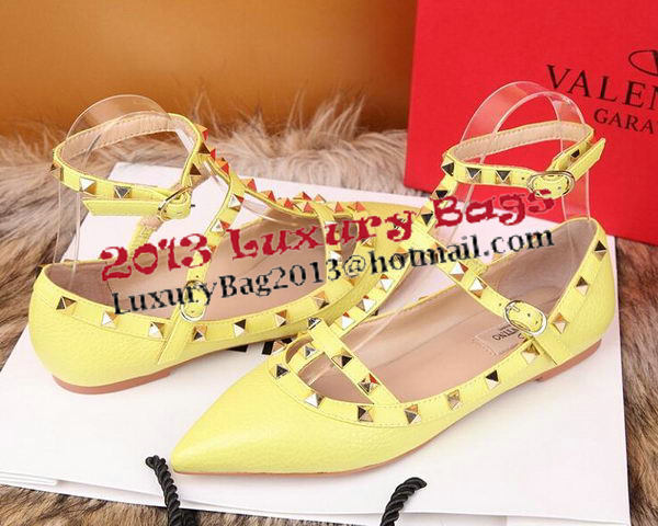 Valentino Litchi Leather Rivet Sandal VT221YZM Yellow