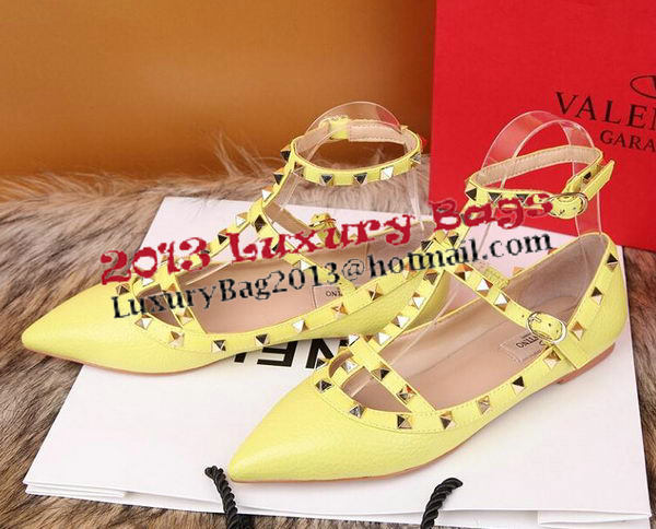 Valentino Litchi Leather Rivet Sandal VT221YZM Yellow