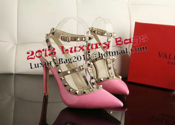 Valentino Patent Leather Rivet 100mm Sandal VT270YZM Pink