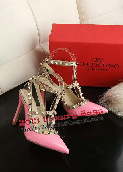 Valentino Patent Leather Rivet 100mm Sandal VT270YZM Pink