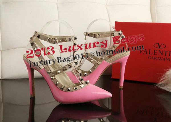 Valentino Patent Leather Rivet 100mm Sandal VT270YZM Pink