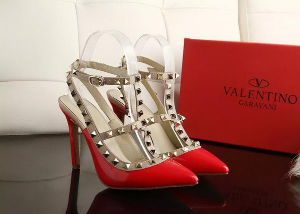 Valentino Patent Leather Rivet 100mm Sandal VT270YZM Red