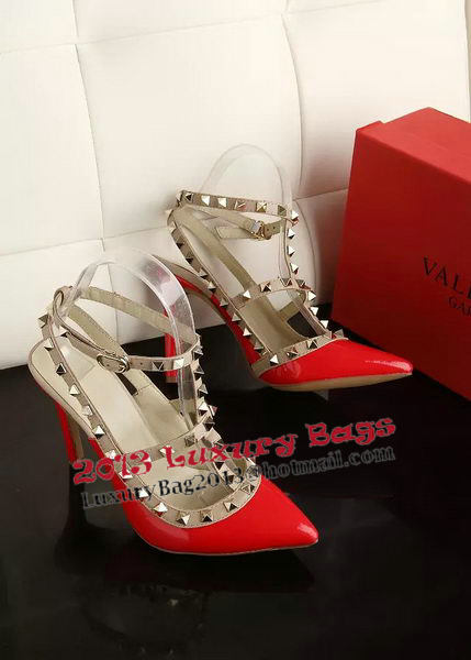 Valentino Patent Leather Rivet 100mm Sandal VT270YZM Red