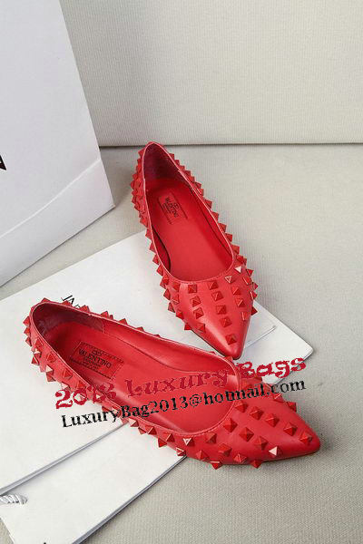 Valentino Patent Leather Rivet Flat VT289YZM Red