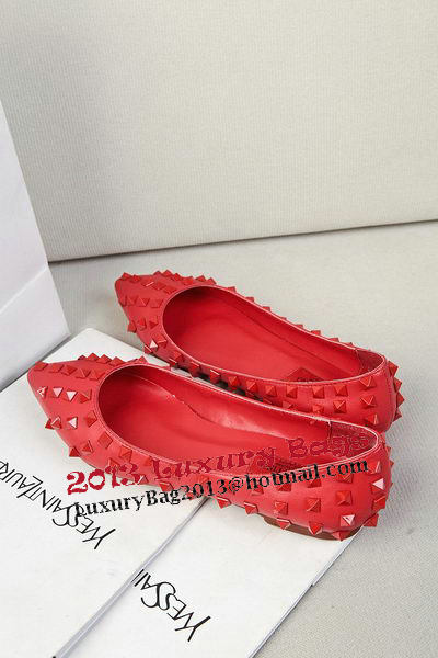 Valentino Patent Leather Rivet Flat VT289YZM Red