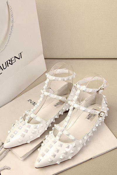 Valentino Patent Leather Rivet Flat VT293YZM White