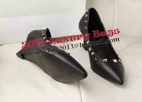 Valentino Sheepskin Leather Rivet 65mm Pump VT278YZM Black