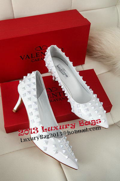 Valentino Sheepskin Leather Rivet 65mm Pump VT285YZM White