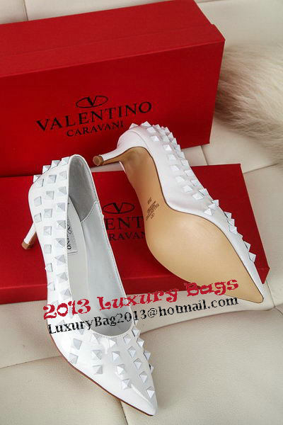 Valentino Sheepskin Leather Rivet 65mm Pump VT285YZM White