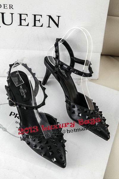 Valentino Sheepskin Leather Rivet 65mm Sandal VT306YZM Black