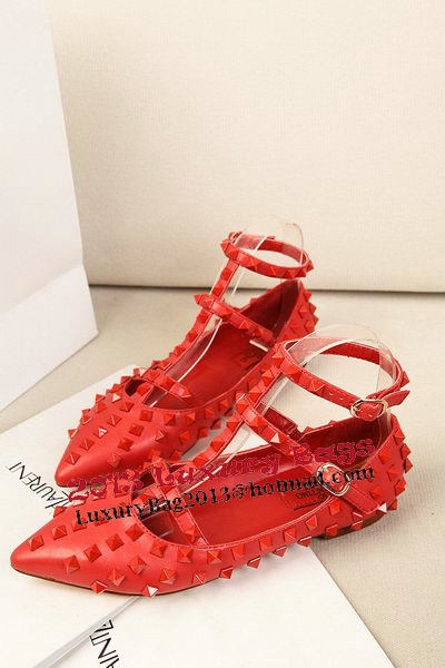 Valentino Sheepskin Leather Rivet Flat VT295YZM Red