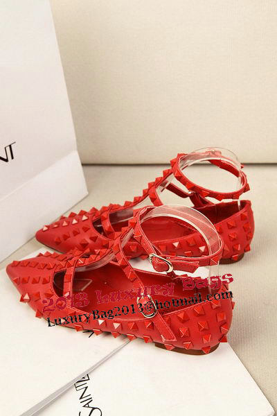 Valentino Sheepskin Leather Rivet Flat VT295YZM Red