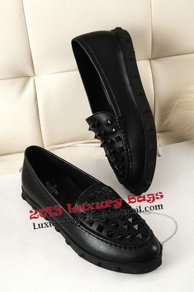 Valentino Sheepskin Leather Rivet Flat VT301YZM Black