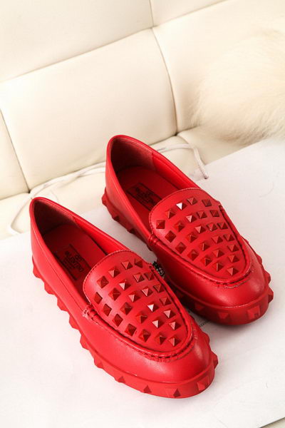 Valentino Sheepskin Leather Rivet Flat VT301YZM Red